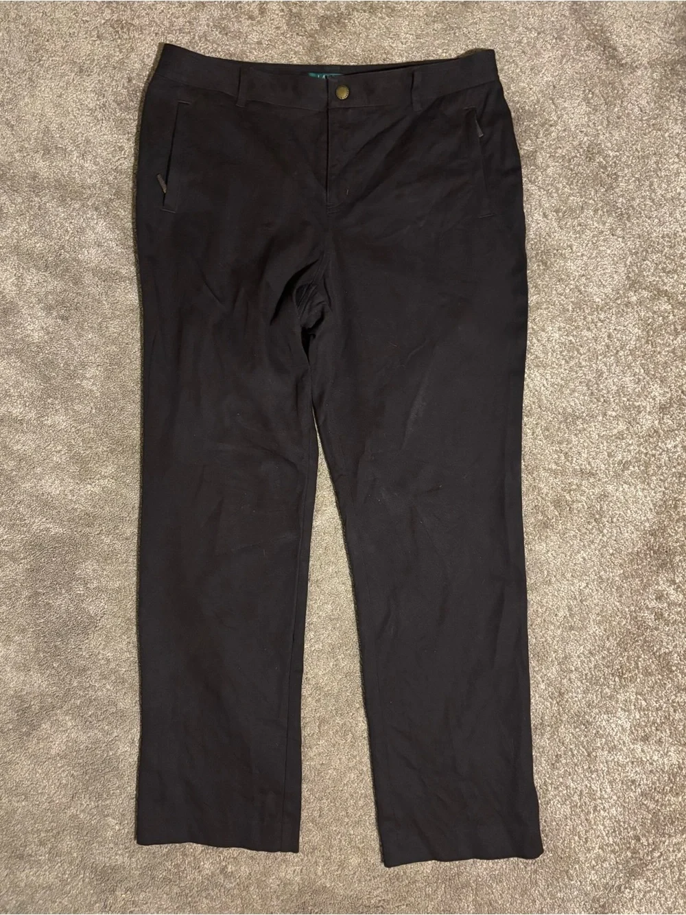 Lauren Ralph Lauren Women’s Black Cotton Twill Regular Fit Mid Rise Pants 12P